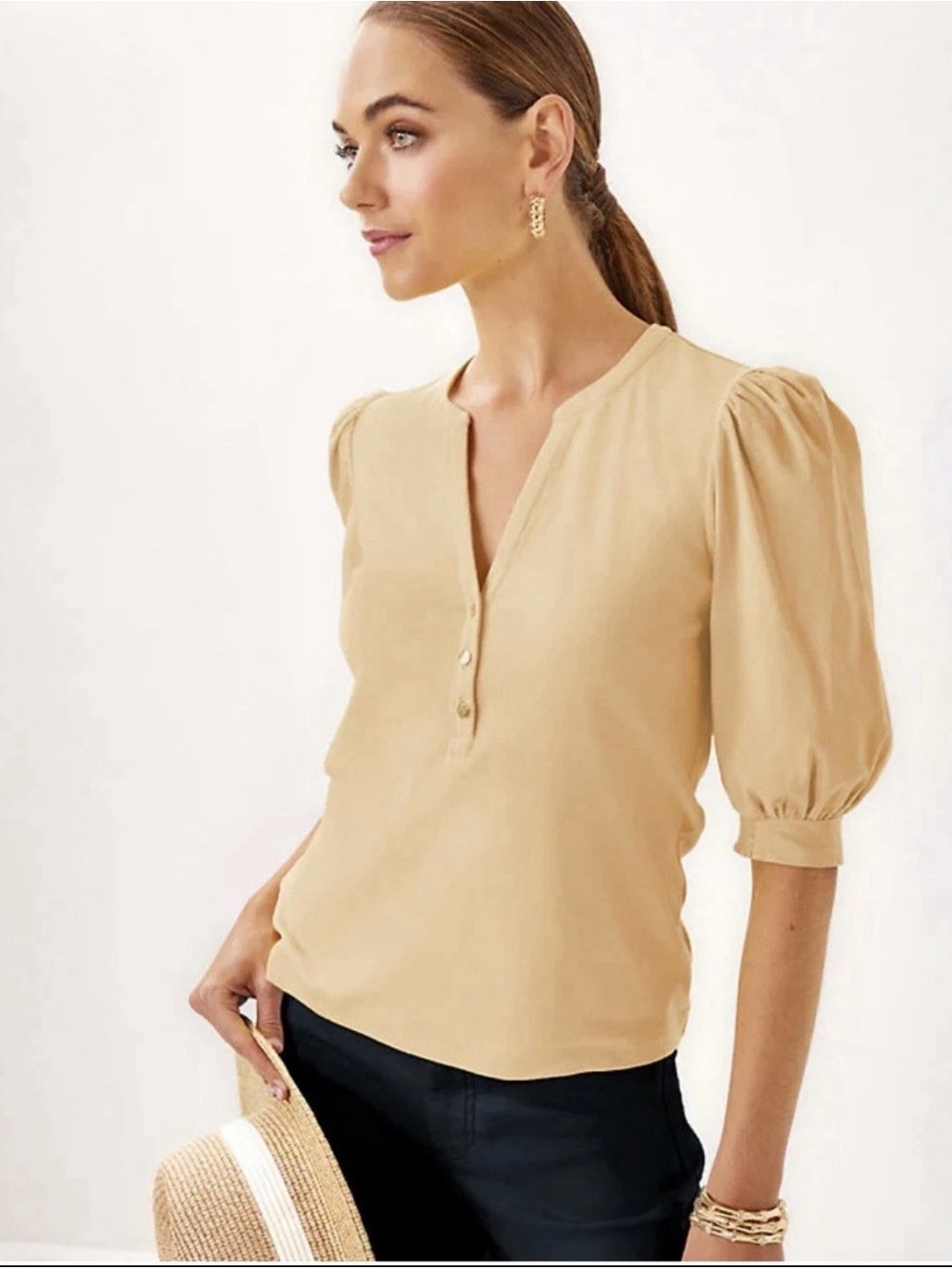 Lilly Pulitzer Ronson Knit Top Wicker Tan Large